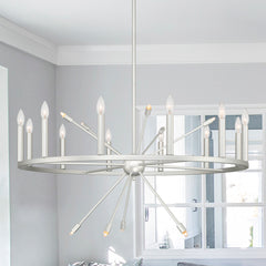 22 - Light Candle Style Wagon Wheel Chandelier SJS90922WAS