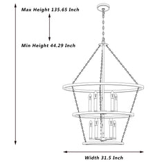 10 - Light Candle Style Wagon Wheel Chandelier SJT31910BK-BD