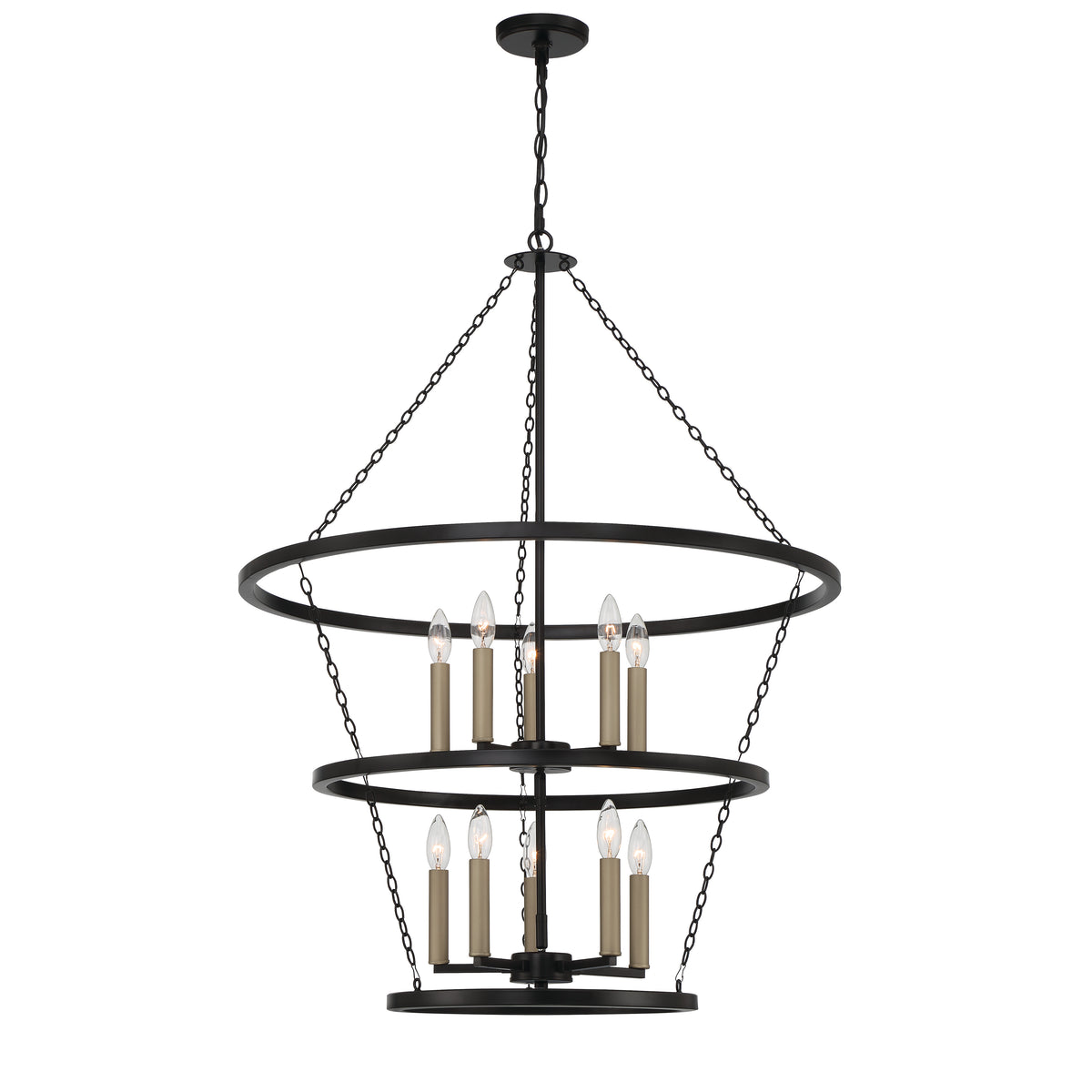 10 - Light Candle Style Wagon Wheel Chandelier SJT31910BK-BD