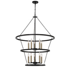 10 - Light Candle Style Wagon Wheel Chandelier SJT31910BK-BD