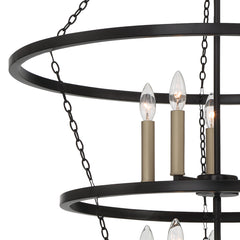 10 - Light Candle Style Wagon Wheel Chandelier SJT31910BK-BD