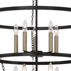 10 - Light Candle Style Wagon Wheel Chandelier SJT31910BK-BD