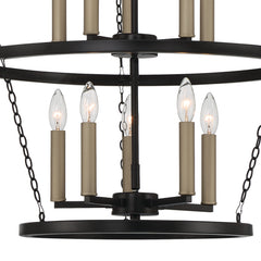 10 - Light Candle Style Wagon Wheel Chandelier SJT31910BK-BD