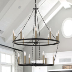 16 - Light Candle Style Wagon Wheel Chandelier SJW20516BK-BD