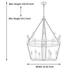 16 - Light Candle Style Wagon Wheel Chandelier SJW20516BK-BD