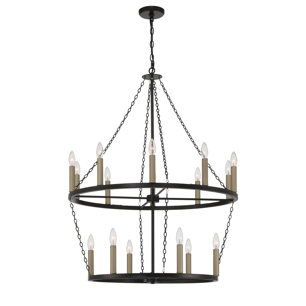 16 - Light Candle Style Wagon Wheel Chandelier SJW20516BK-BD