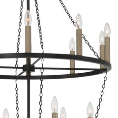 16 - Light Candle Style Wagon Wheel Chandelier SJW20516BK-BD