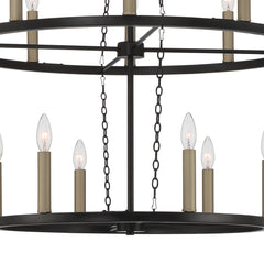 16 - Light Candle Style Wagon Wheel Chandelier SJW20516BK-BD