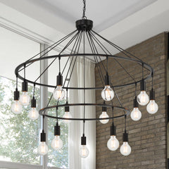 15 - Light Unique Wagon Wheel Chandelier SJW20814BK