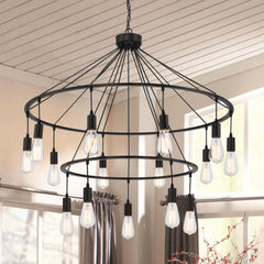 15 - Light Unique Wagon Wheel Chandelier SJW20814BK