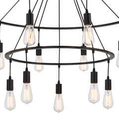 15 - Light Unique Wagon Wheel Chandelier SJW20814BK