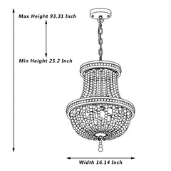 3-Light Lantern Empire Chandelier with Beaded Accents SYB3203RB-DK