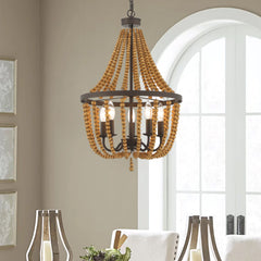 5 - Light Candle Style Empire Chandelier with Beaded Accents SYB3215RB-DK