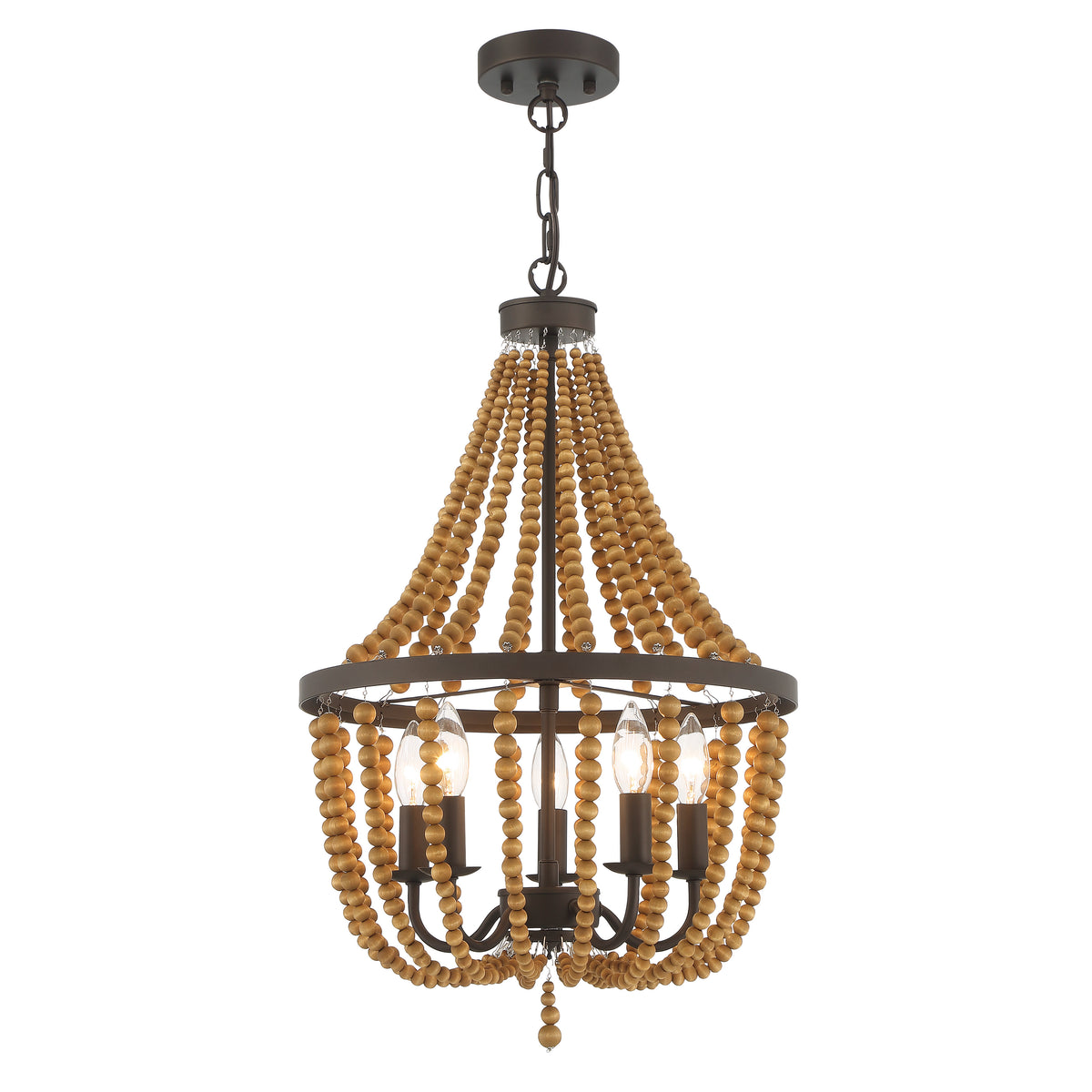 5 - Light Candle Style Empire Chandelier with Beaded Accents SYB3215RB-DK