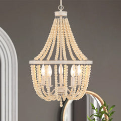 5 - Light Candle Style Empire Chandelier with Beaded Accents SYB3215WO-LT