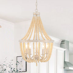 5 - Light Candle Style Empire Chandelier with Beaded Accents SYB3215WO-LT