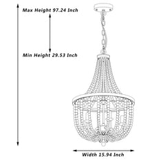 5 - Light Candle Style Empire Chandelier with Beaded Accents SYB3215WO-LT