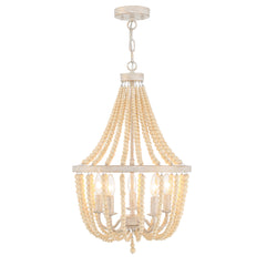 5 - Light Candle Style Empire Chandelier with Beaded Accents SYB3215WO-LT