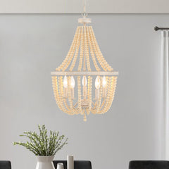 5 - Light Candle Style Empire Chandelier with Beaded Accents SYB3215WO-LT