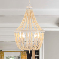 5 - Light Candle Style Empire Chandelier with Beaded Accents SYB3215WO-LT