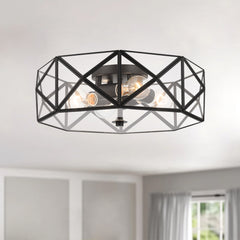 4 - Light 16.93" Unique/Statement Geometric Flush Mount SYBG1704-BK