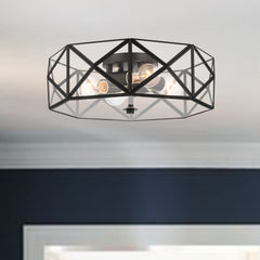 4 - Light 16.93" Unique/Statement Geometric Flush Mount SYBG1704-BK