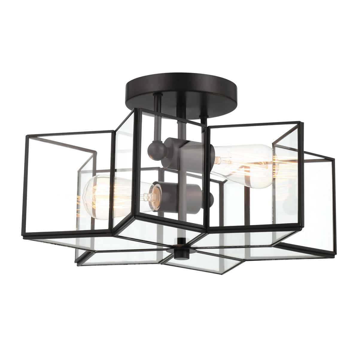 2 - Light 16.14'' Unique/Statement Star Semi Flush Mount SYBG2602-BK