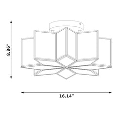 2 - Light 16.14'' Unique/Statement Star Semi Flush Mount SYBG2832-BD