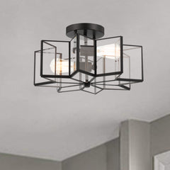 2 - Light 16.14'' Unique/Statement Star Semi Flush Mount SYBG2832-BK