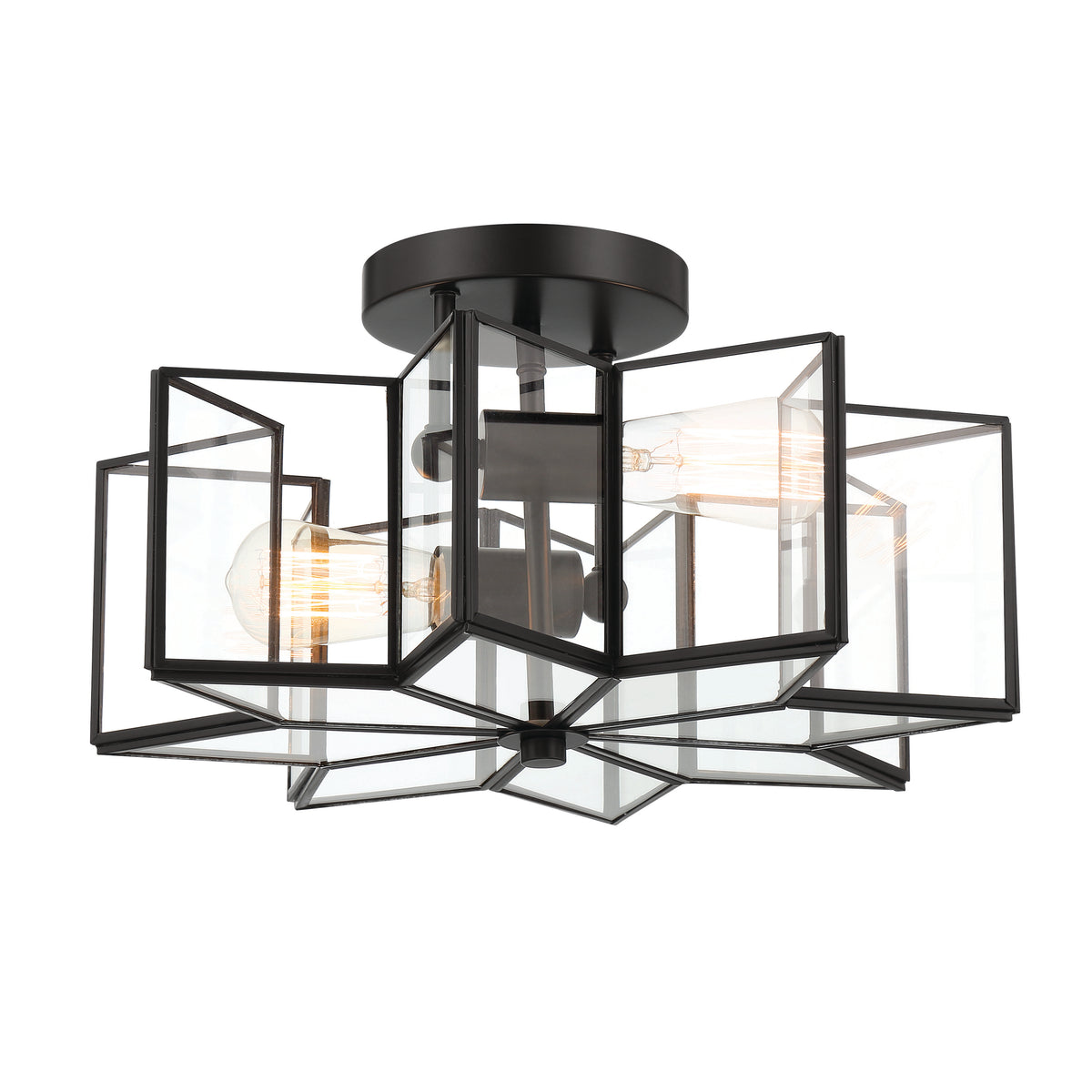 2 - Light 16.14'' Unique/Statement Star Semi Flush Mount SYBG2832-BK