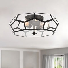 3 - Light 15.75'' Unique/Statement Geometric Flush Mount SYBG3103-BK