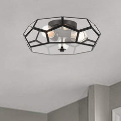 3 - Light 15.75'' Unique/Statement Geometric Flush Mount SYBG3103-BK