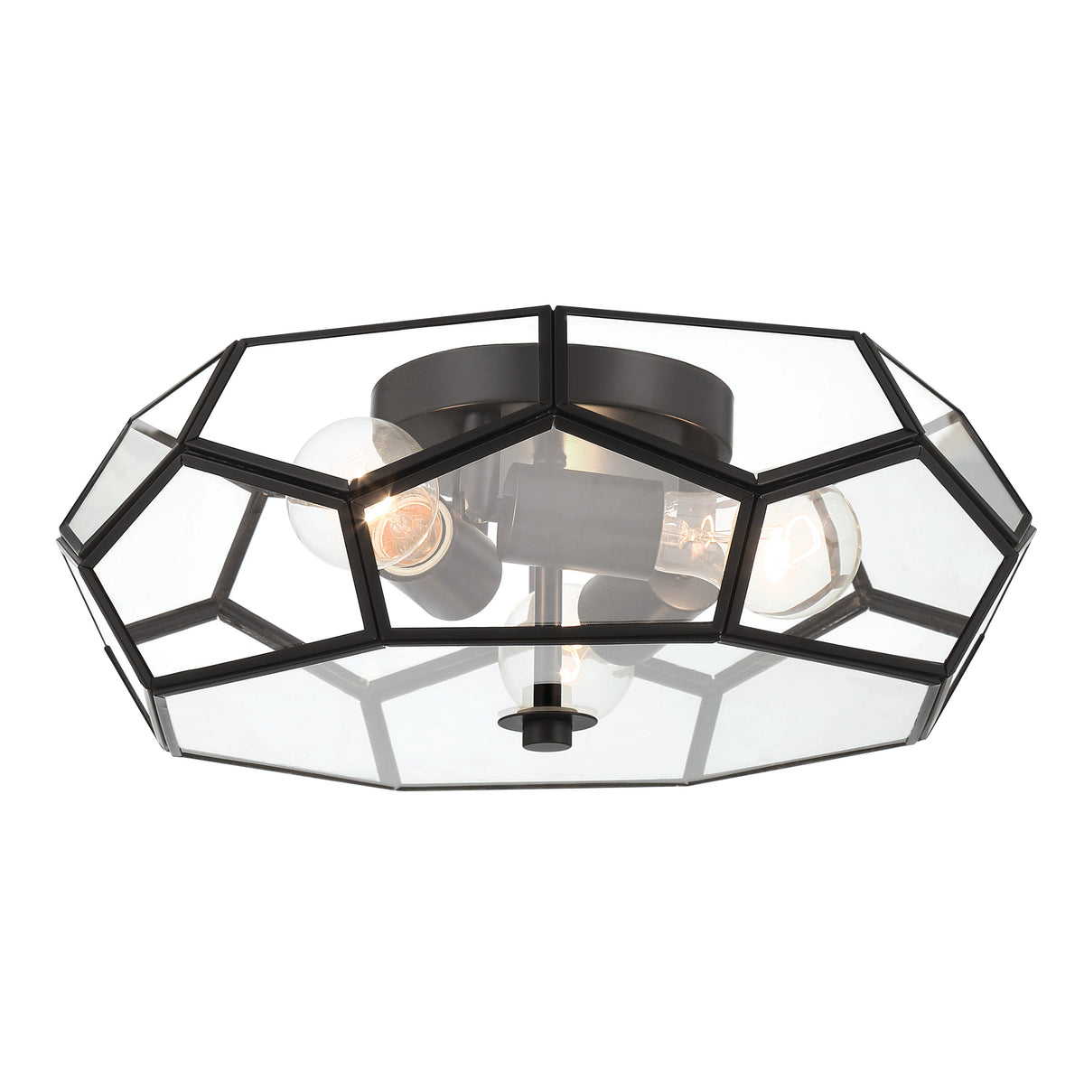 3 - Light 15.75'' Unique/Statement Geometric Flush Mount SYBG3103-BK