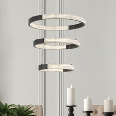 3-Light Unique Tiered LED Chandelier SYLED1013-BK