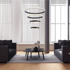 4-Light Unique LED Chandelier SYLED1904-BK